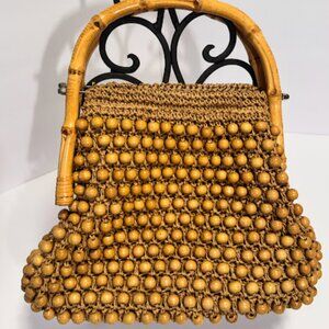 Wood bead purse w/ bamboo handle - Ann Taylor